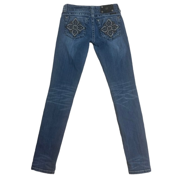Miss Me Jeans Skinny Blue Embellished Cotton Y2K Vintage Casual Low Rise 27 - Picture 1 of 7